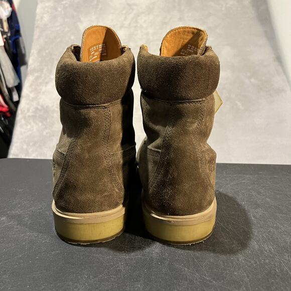 Timberland Premium Boots Mens 13 Olive Green Suede 6-Inch Lug Sole Padded Collar main image 5